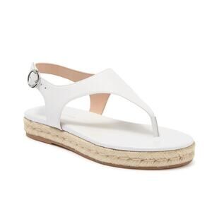 Stuart Weitzman Mykonos T-Strap Thong White Espadrille Sandal Women's Size 11